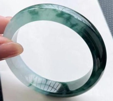 高冰飄藍花平安鐲