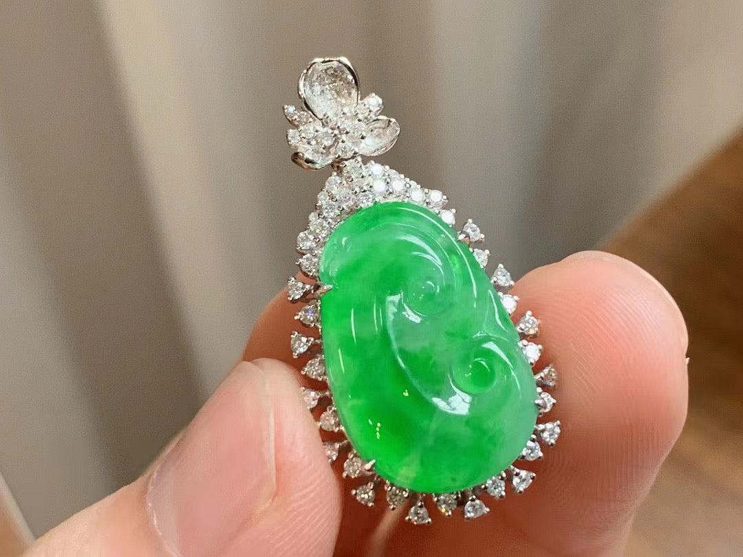 冰翠綠如意吊墜