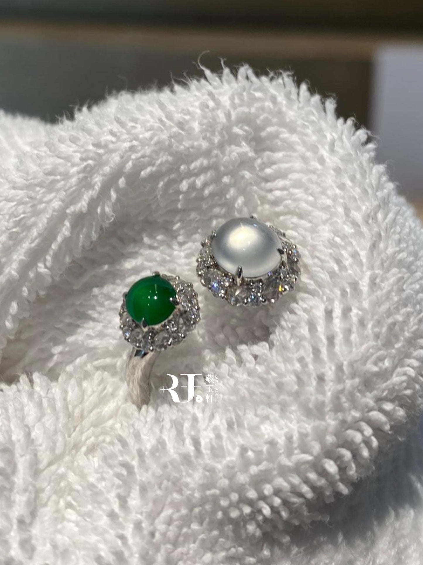 冰雙彩蛋面開口戒