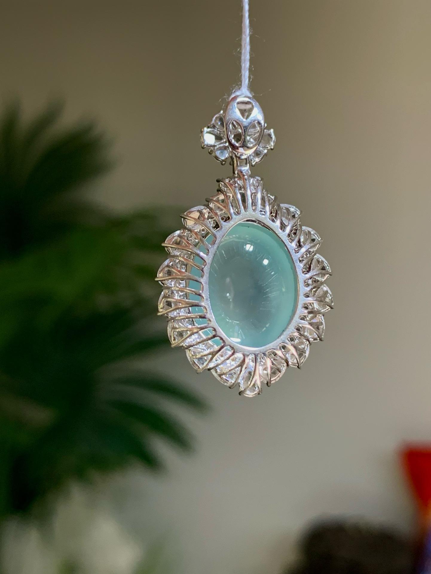 冰川藍蛋面吊墜