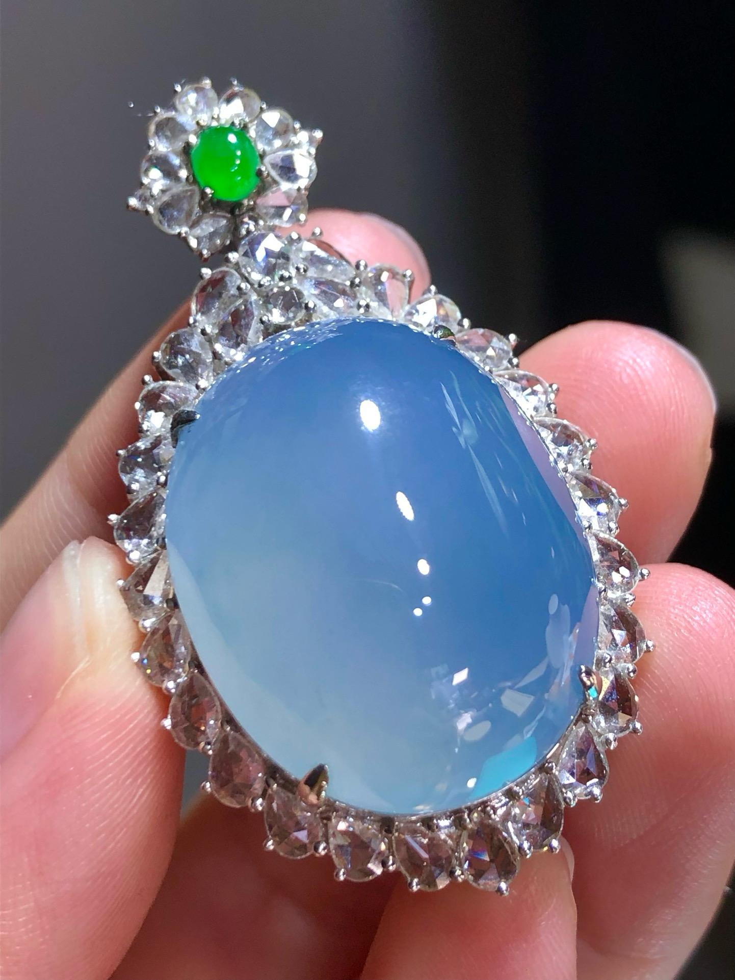 天空藍蛋面吊墜