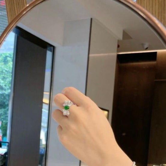 冰綠蝴蝶結戒指