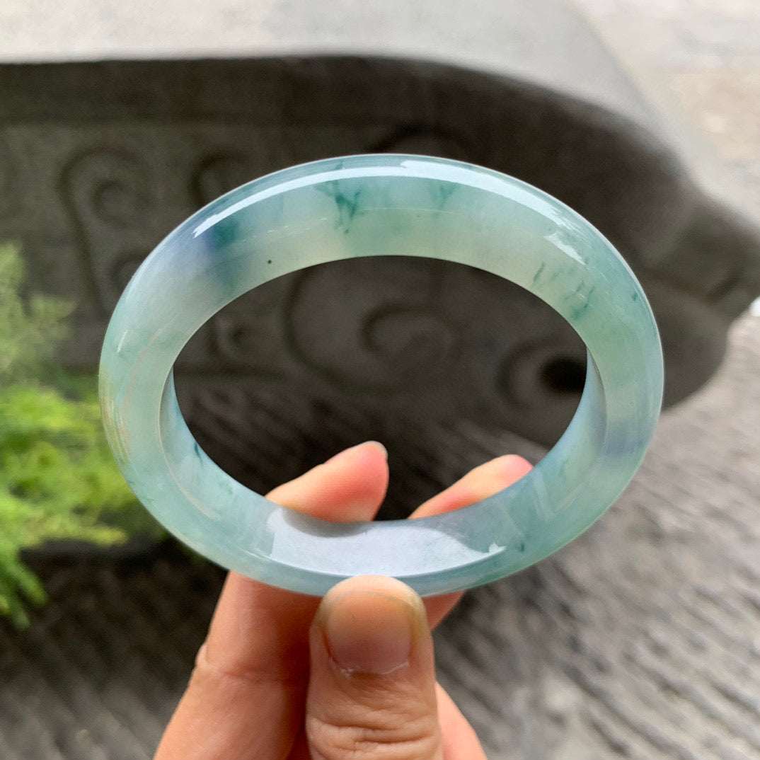 冰飄藍綠花平安鐲