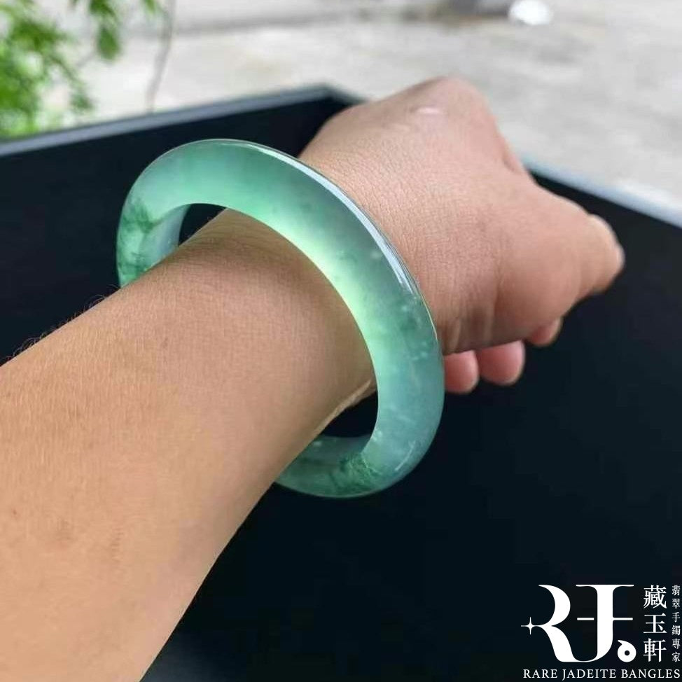 高冰薄荷綠飄花平安鐲