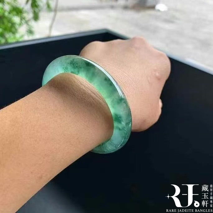 高冰薄荷綠飄花平安鐲