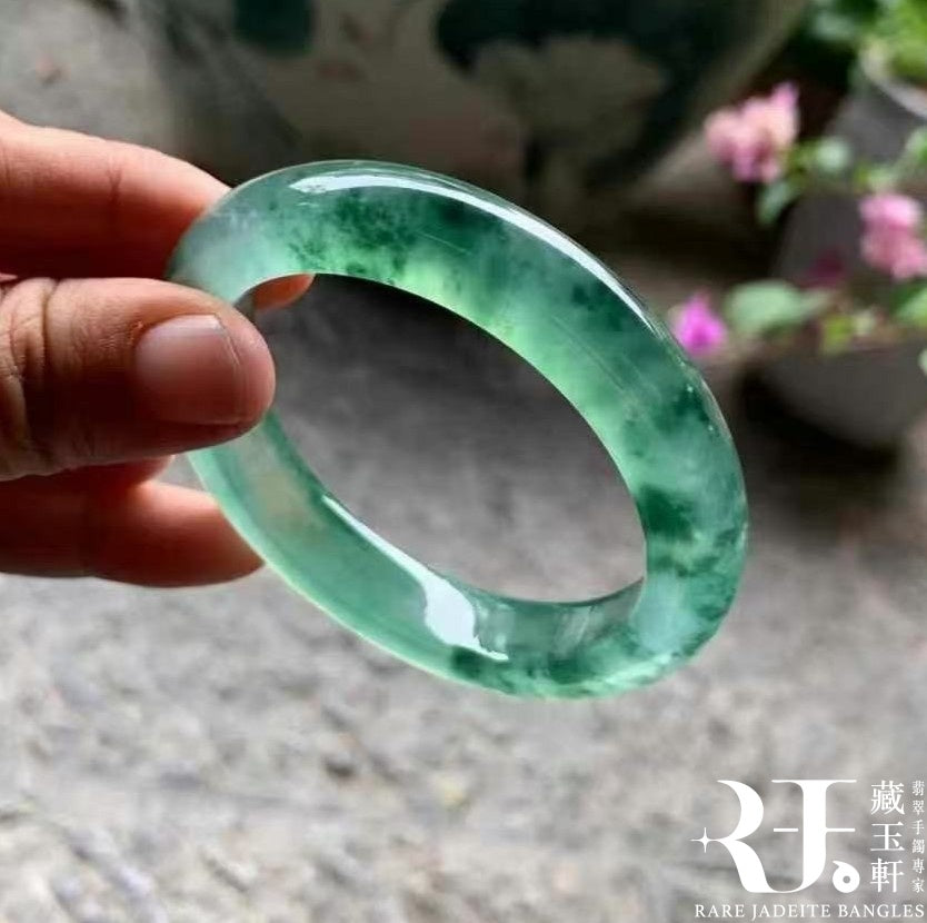 高冰薄荷綠飄花平安鐲