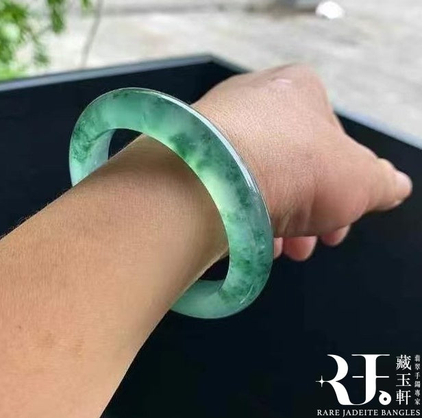 高冰薄荷綠飄花平安鐲