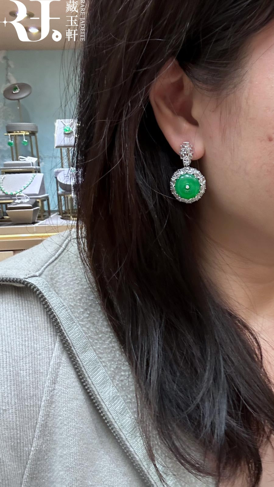 滿綠平安扣耳墜