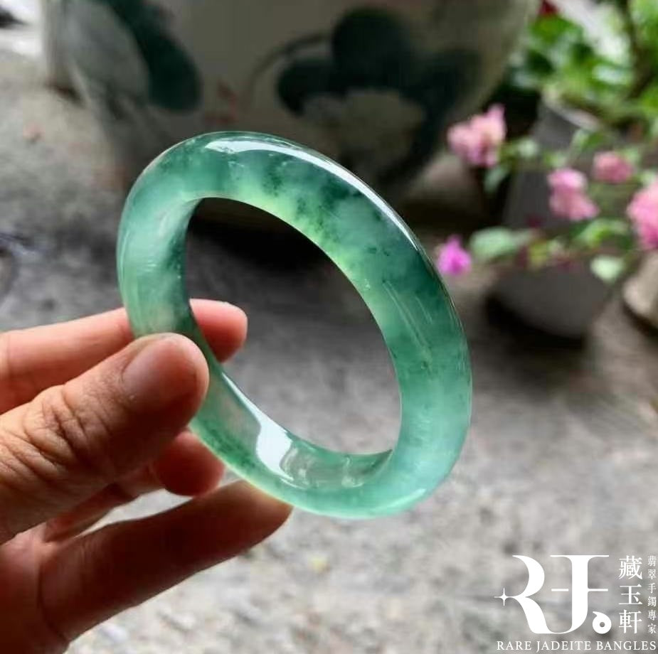 高冰薄荷綠飄花平安鐲