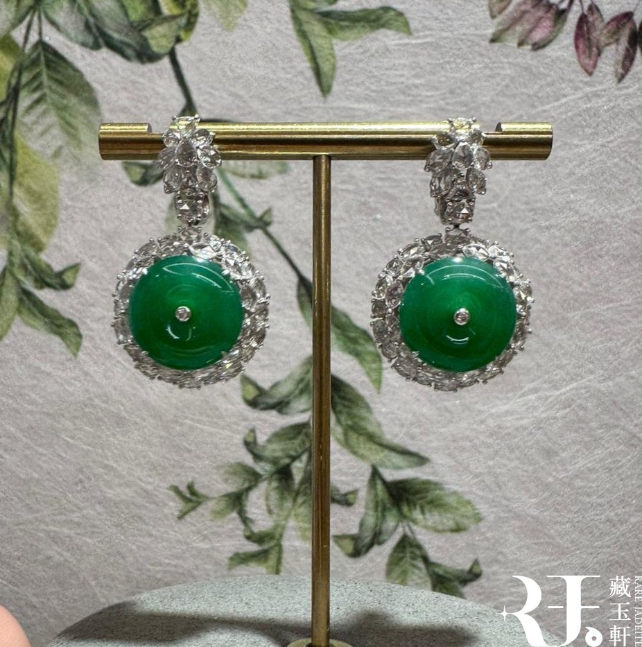 滿綠平安扣耳墜