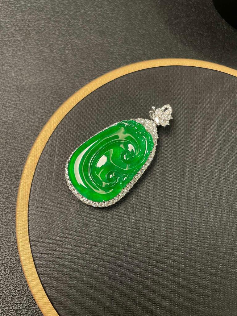 冰辣綠如意吊墜