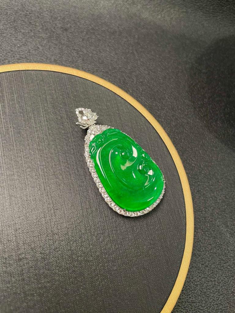 冰辣綠如意吊墜