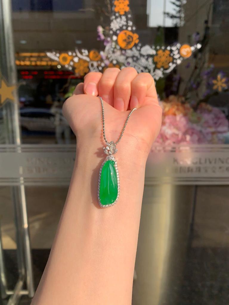 高冰陽綠福瓜吊墜