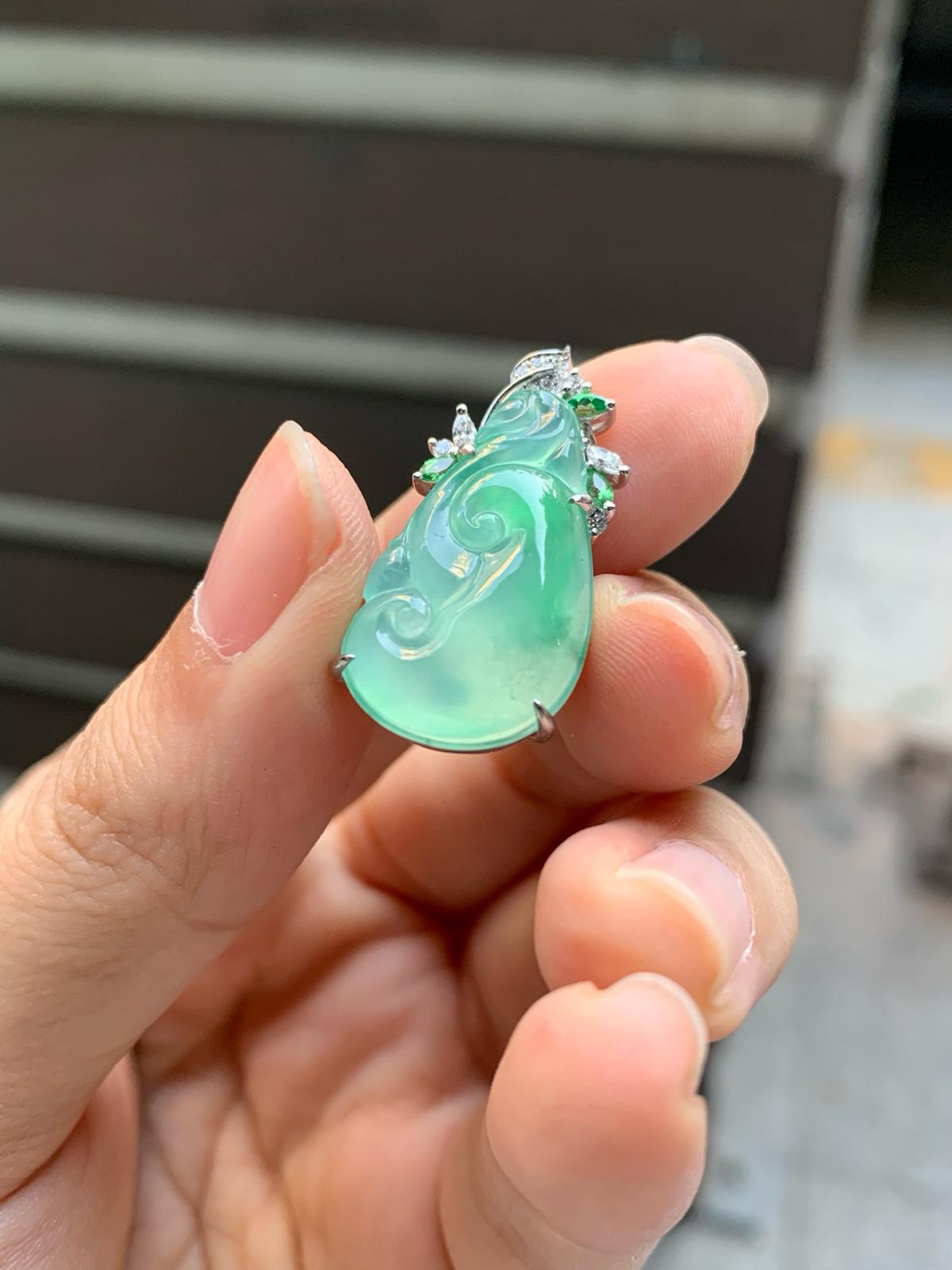 冰甜綠如意吊墜