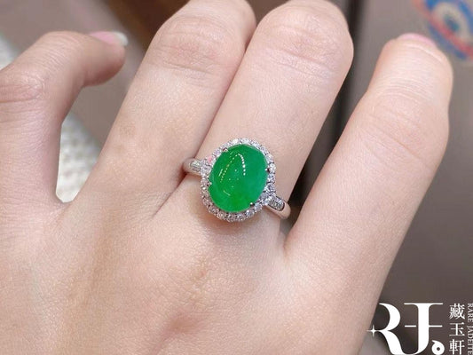 高冰翠綠蛋面戒指