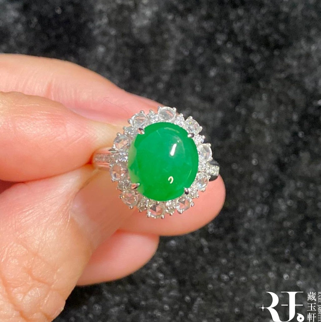 冰辣綠蛋面戒指