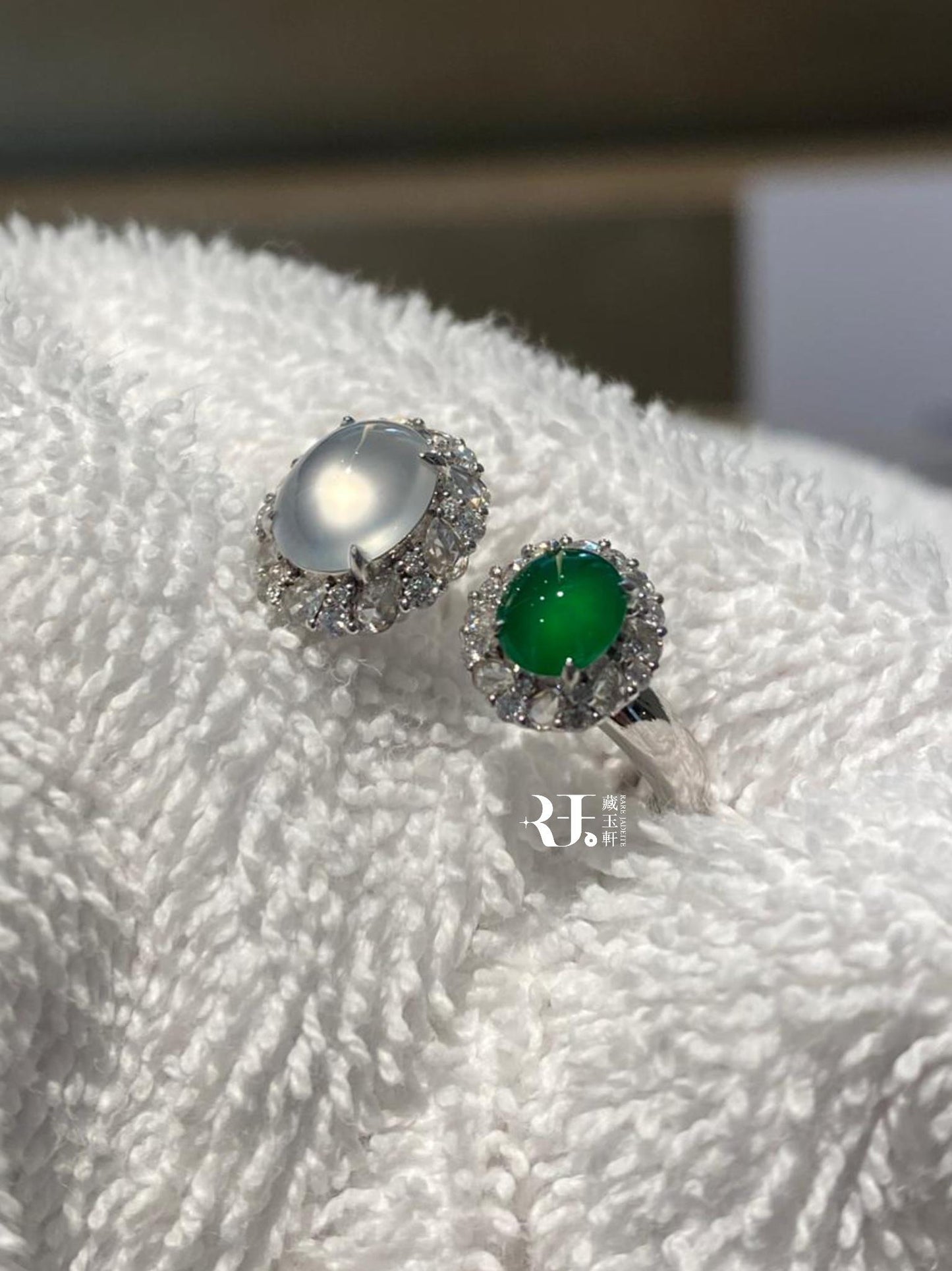 冰雙彩蛋面開口戒