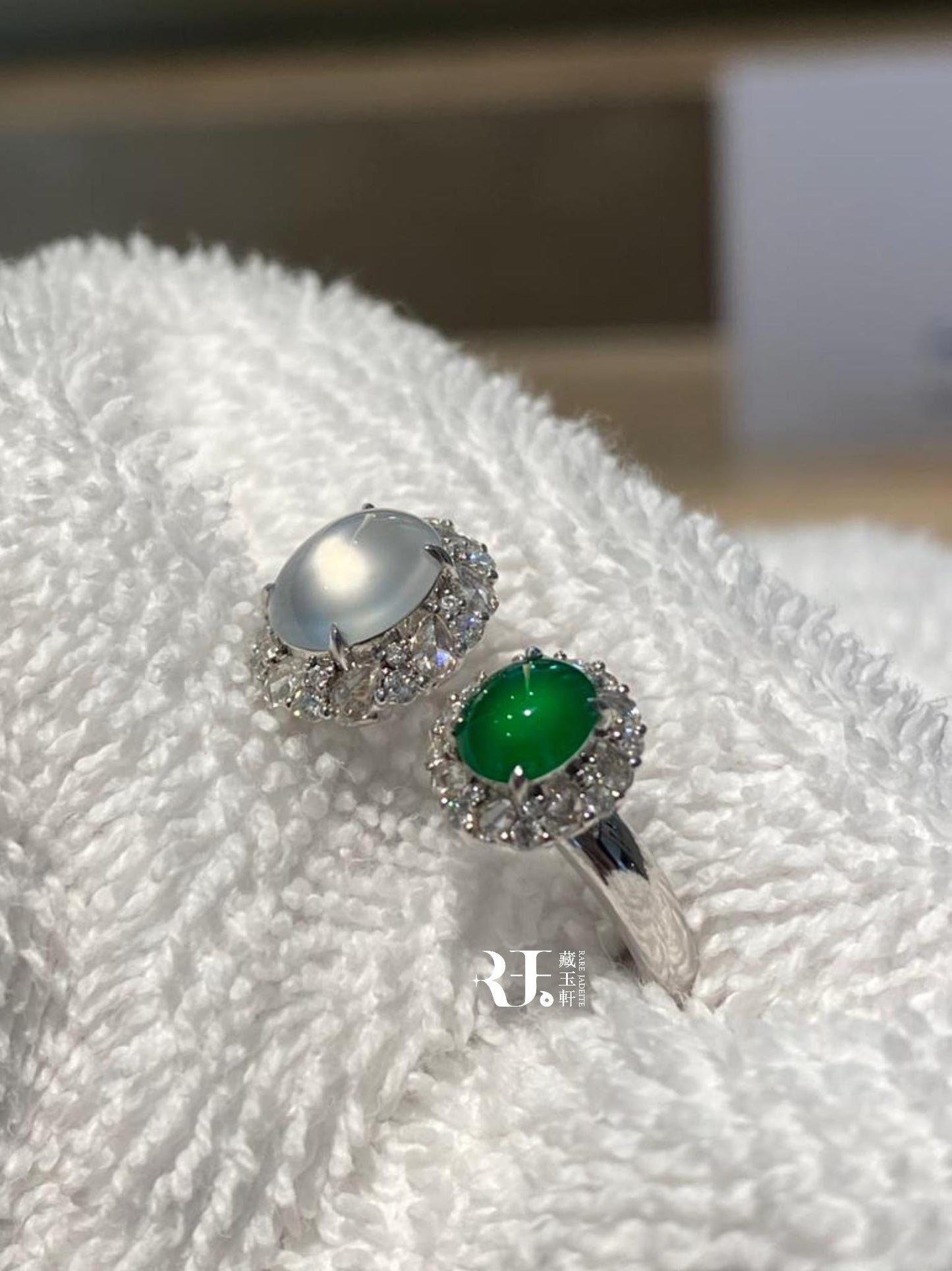 冰雙彩蛋面開口戒