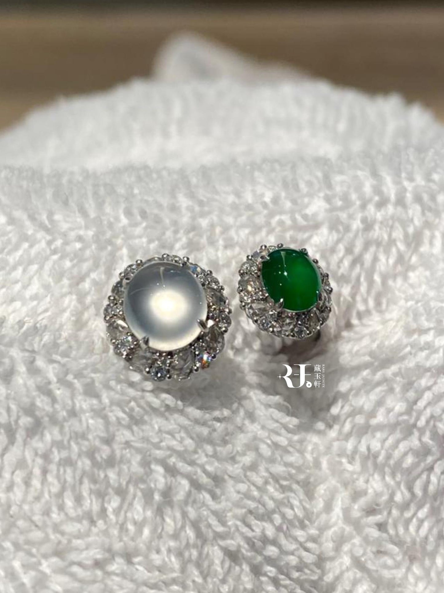 冰雙彩蛋面開口戒