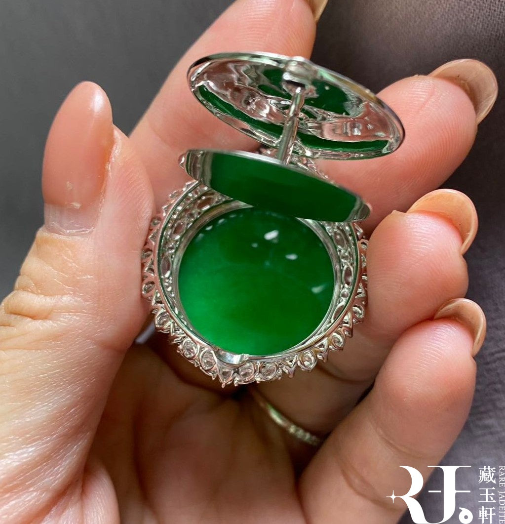 冰滿綠翡翠無事圓牌