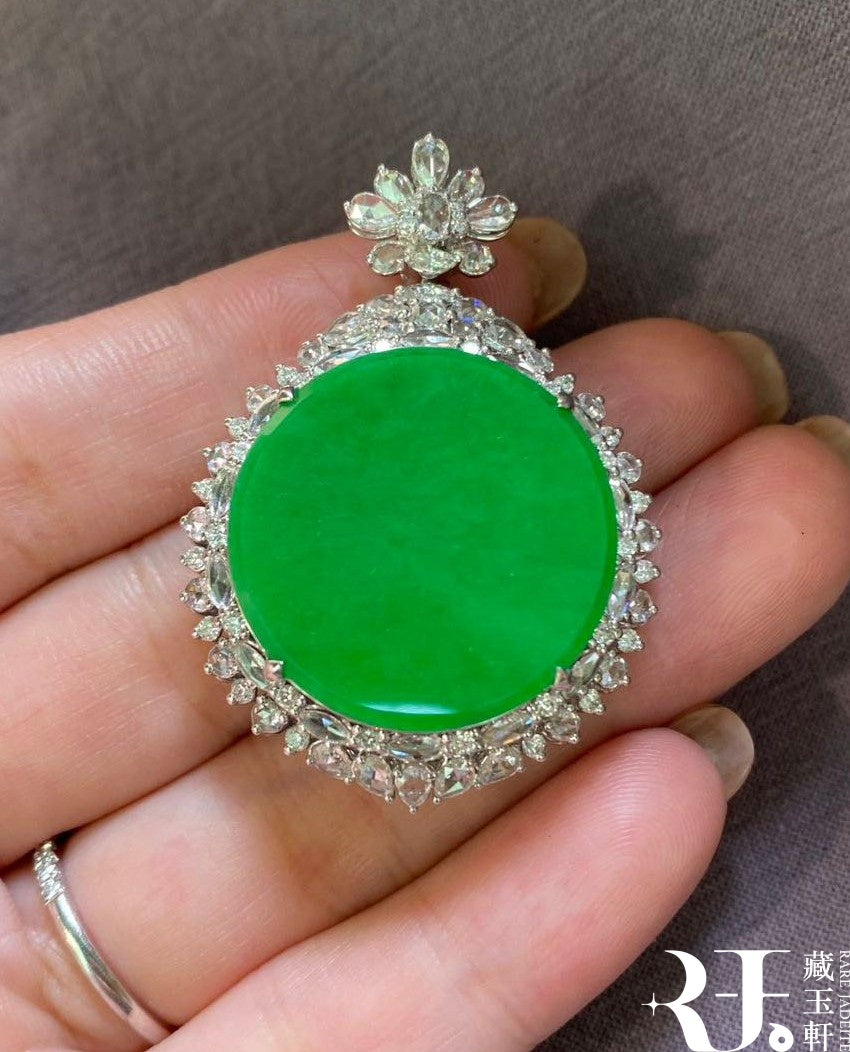 冰滿綠翡翠無事圓牌