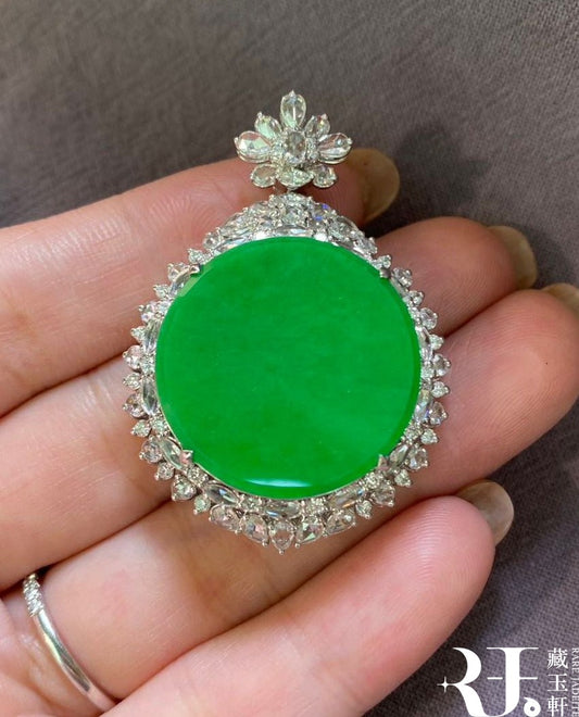 冰滿綠翡翠無事圓牌