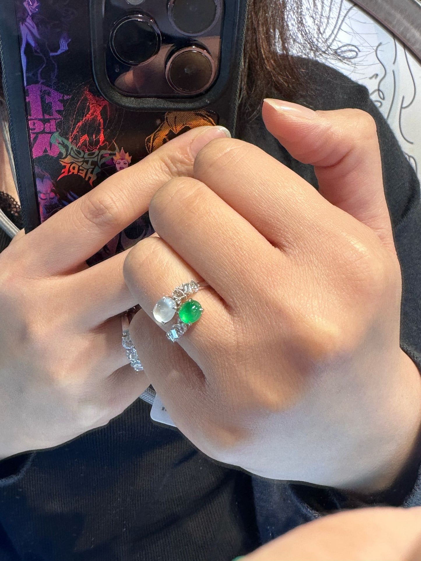 精緻雙彩蛋面戒