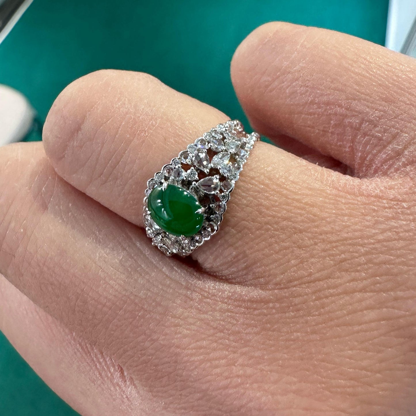 蕾絲鏤空蛋面戒指