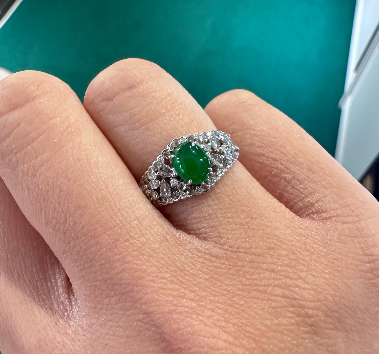 蕾絲鏤空蛋面戒指