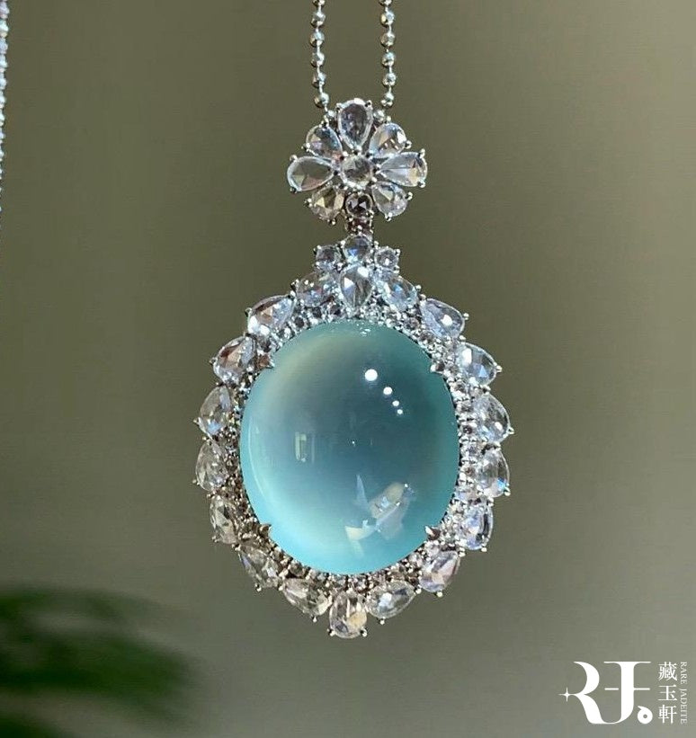 冰川藍蛋面吊墜