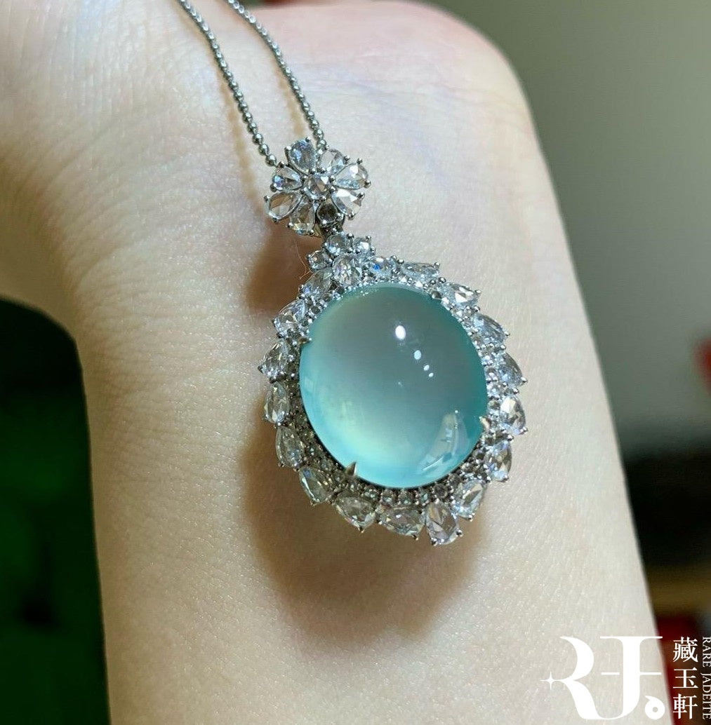 冰川藍蛋面吊墜