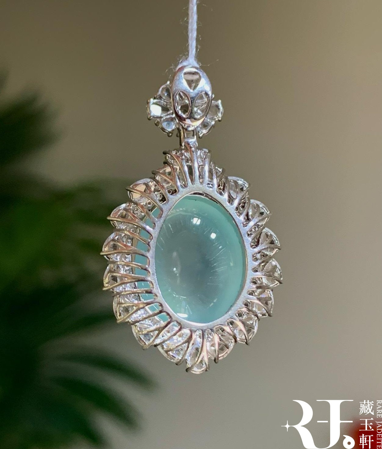 冰川藍蛋面吊墜