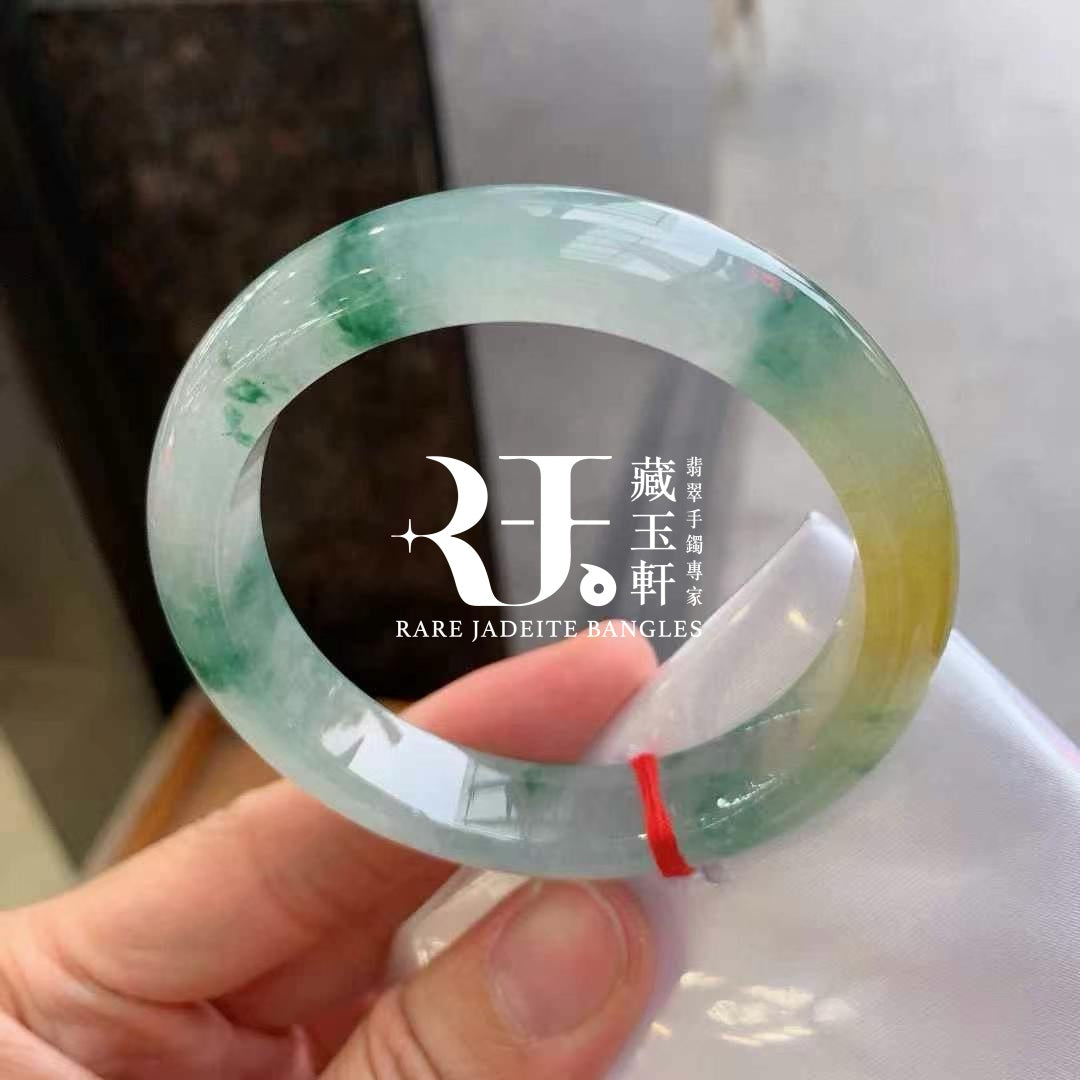 冰黃翡飄花平安鐲