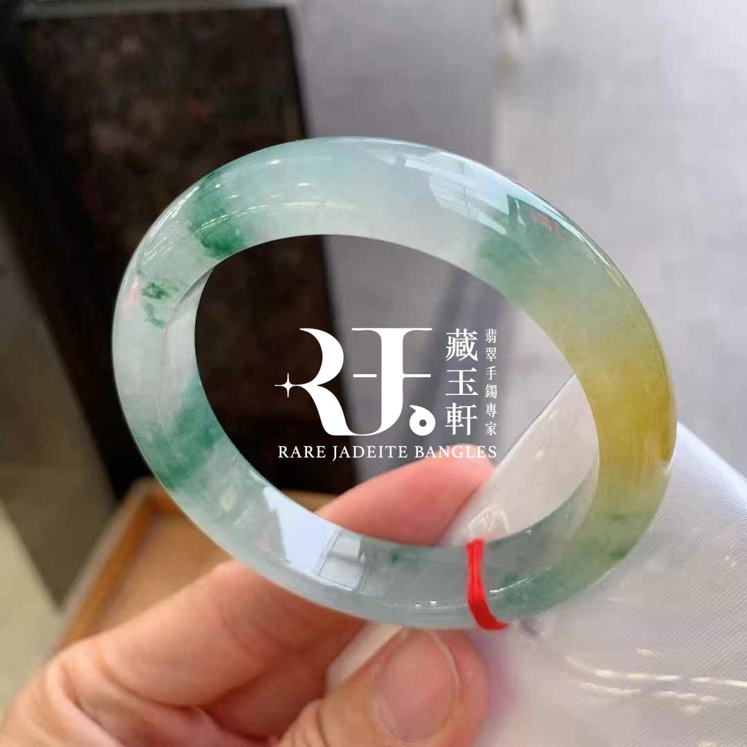 冰黃翡飄花平安鐲