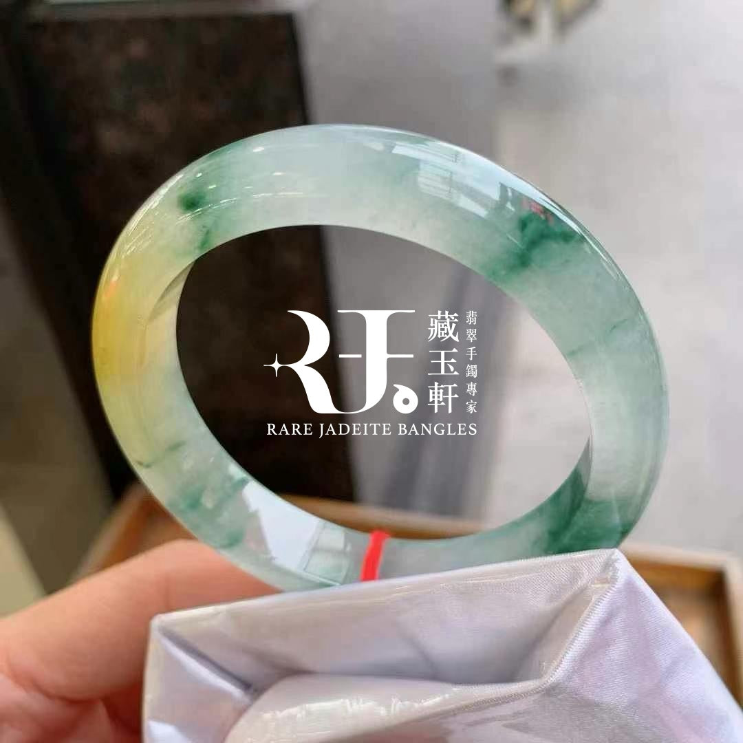 冰黃翡飄花平安鐲