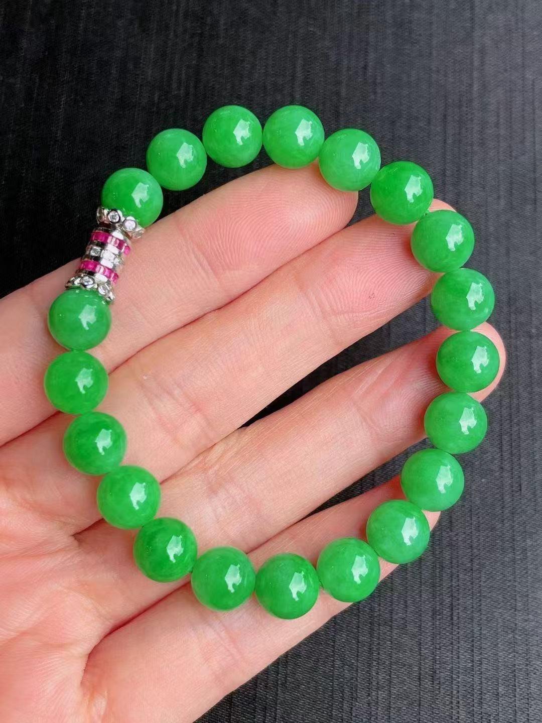 高冰陽綠翡翠手串