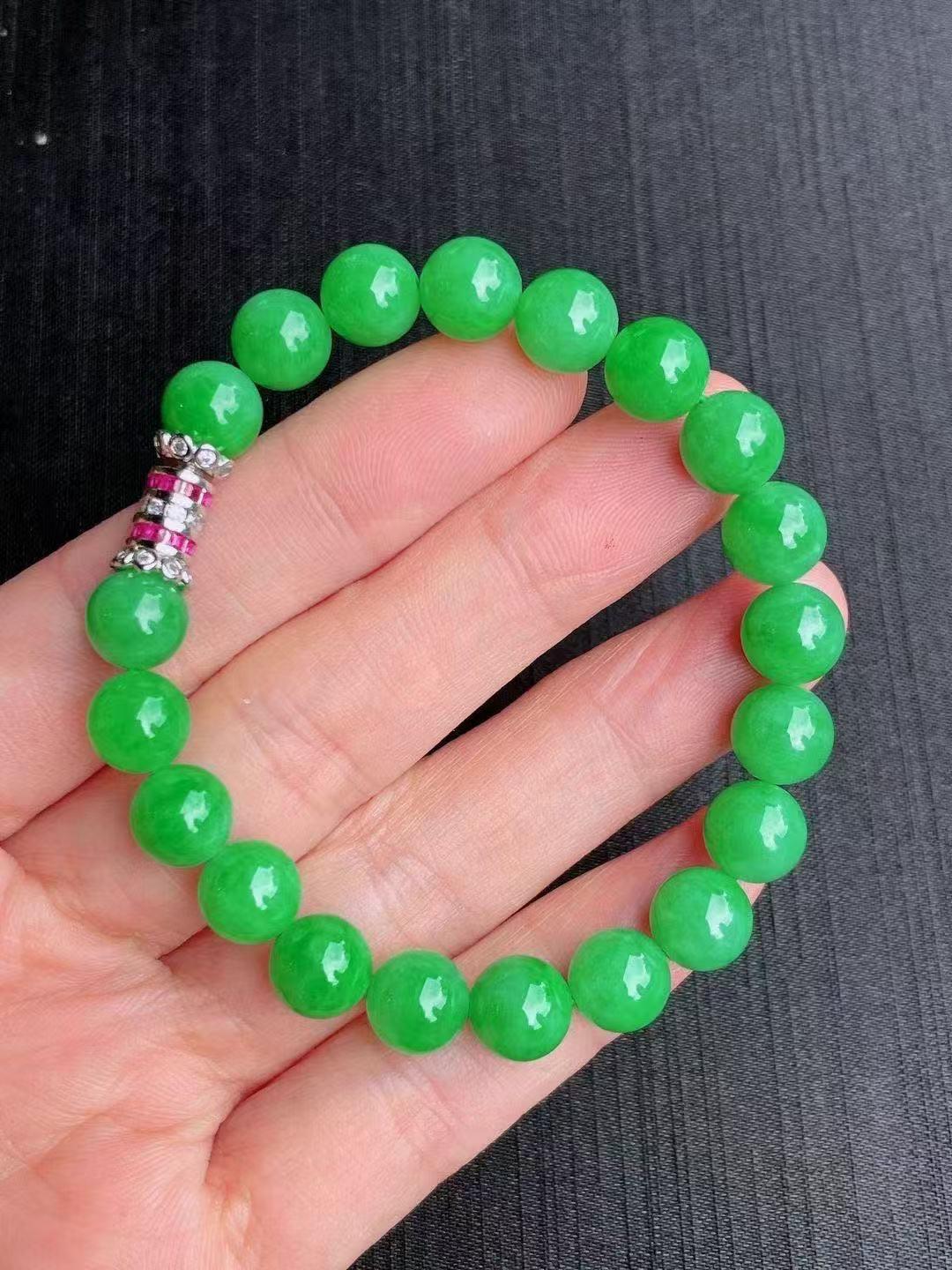 高冰陽綠翡翠手串
