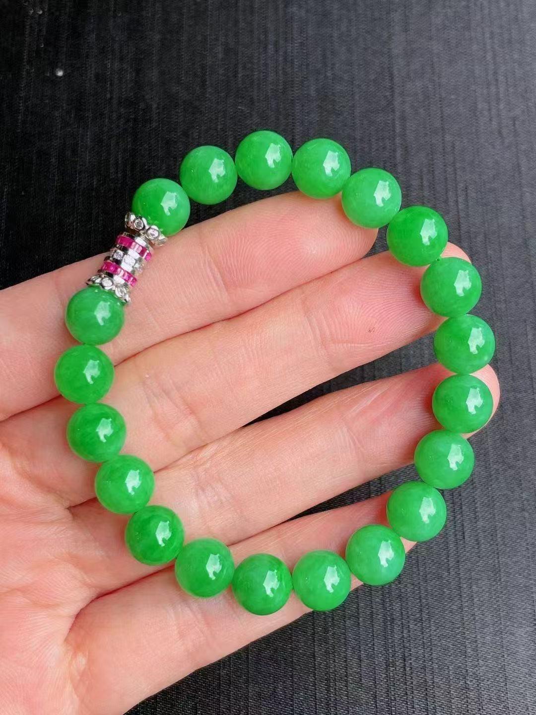 高冰陽綠翡翠手串