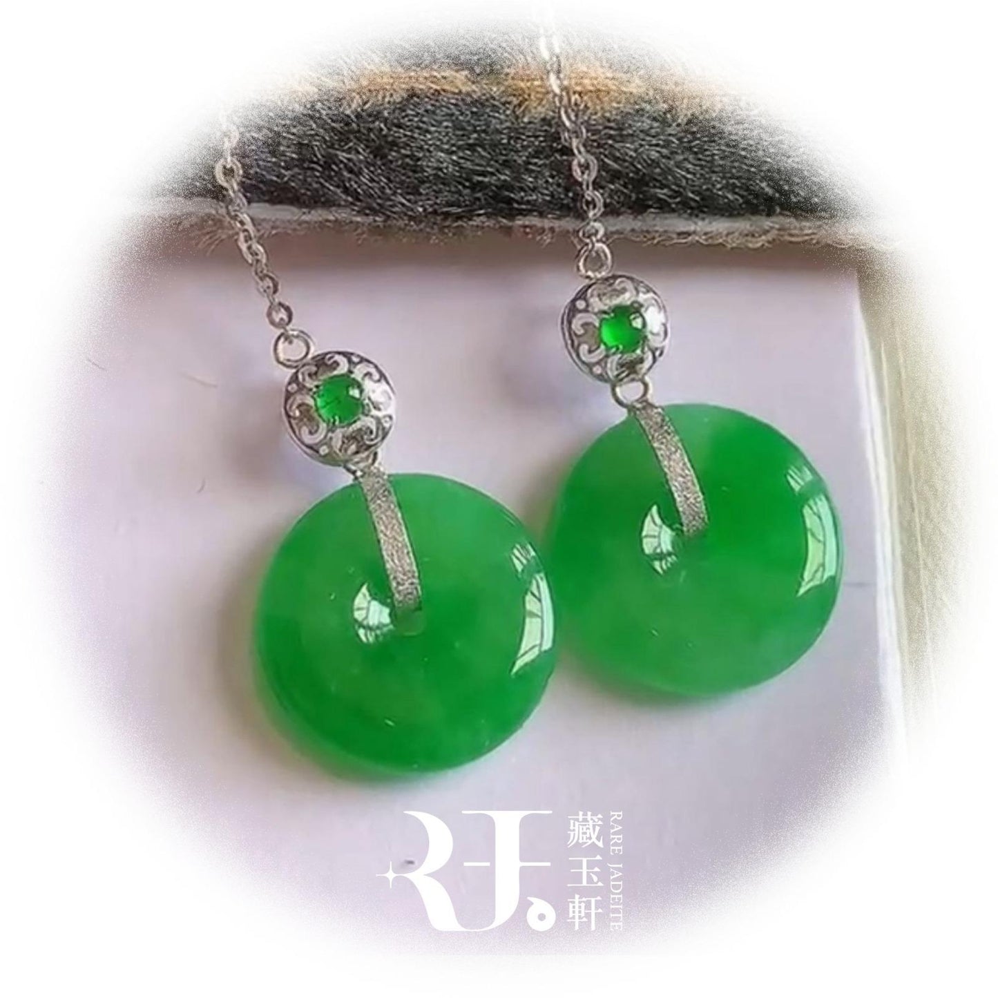 冰陽綠平安扣耳墜