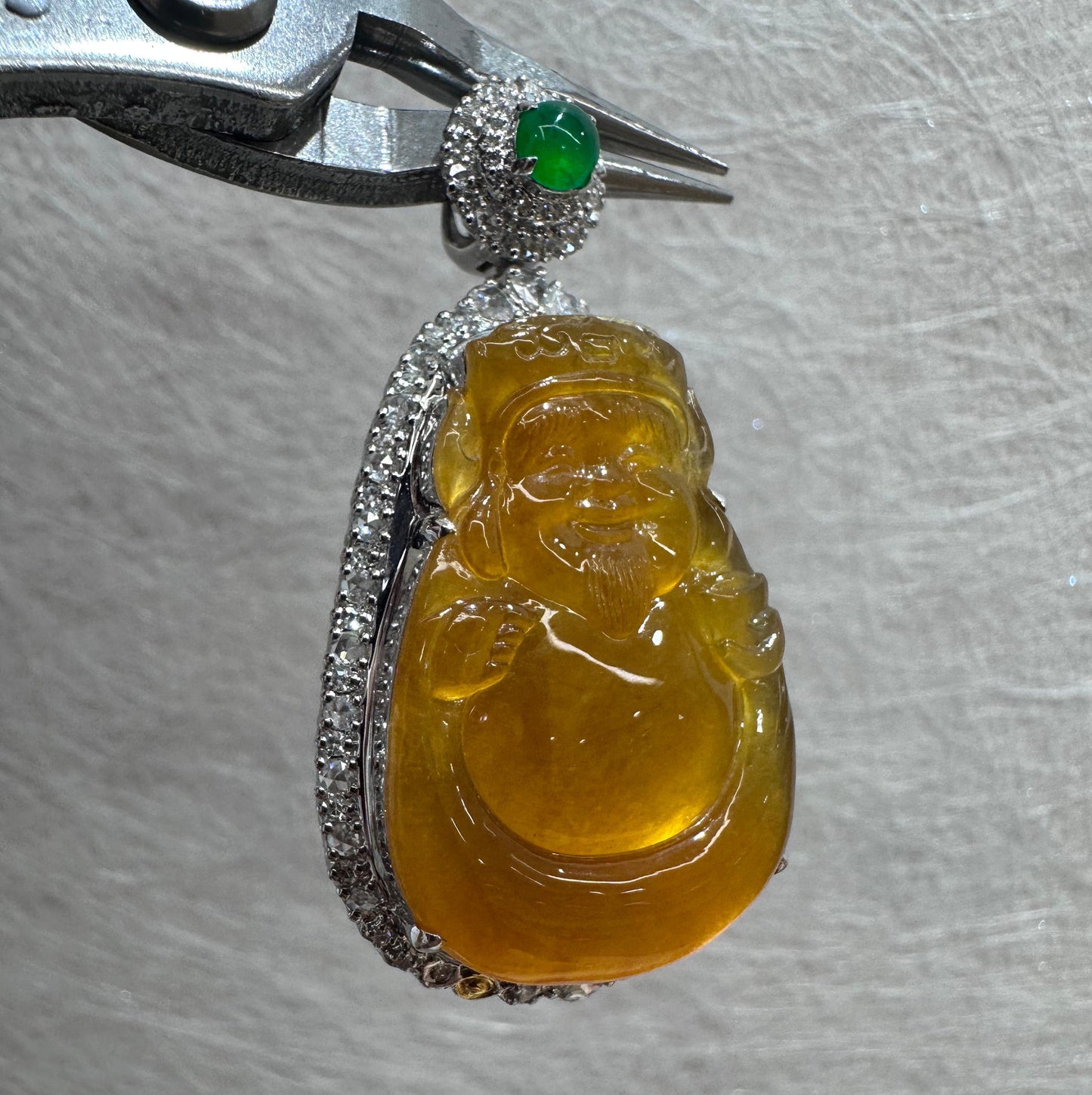 高冰黃翡財神爺吊墜