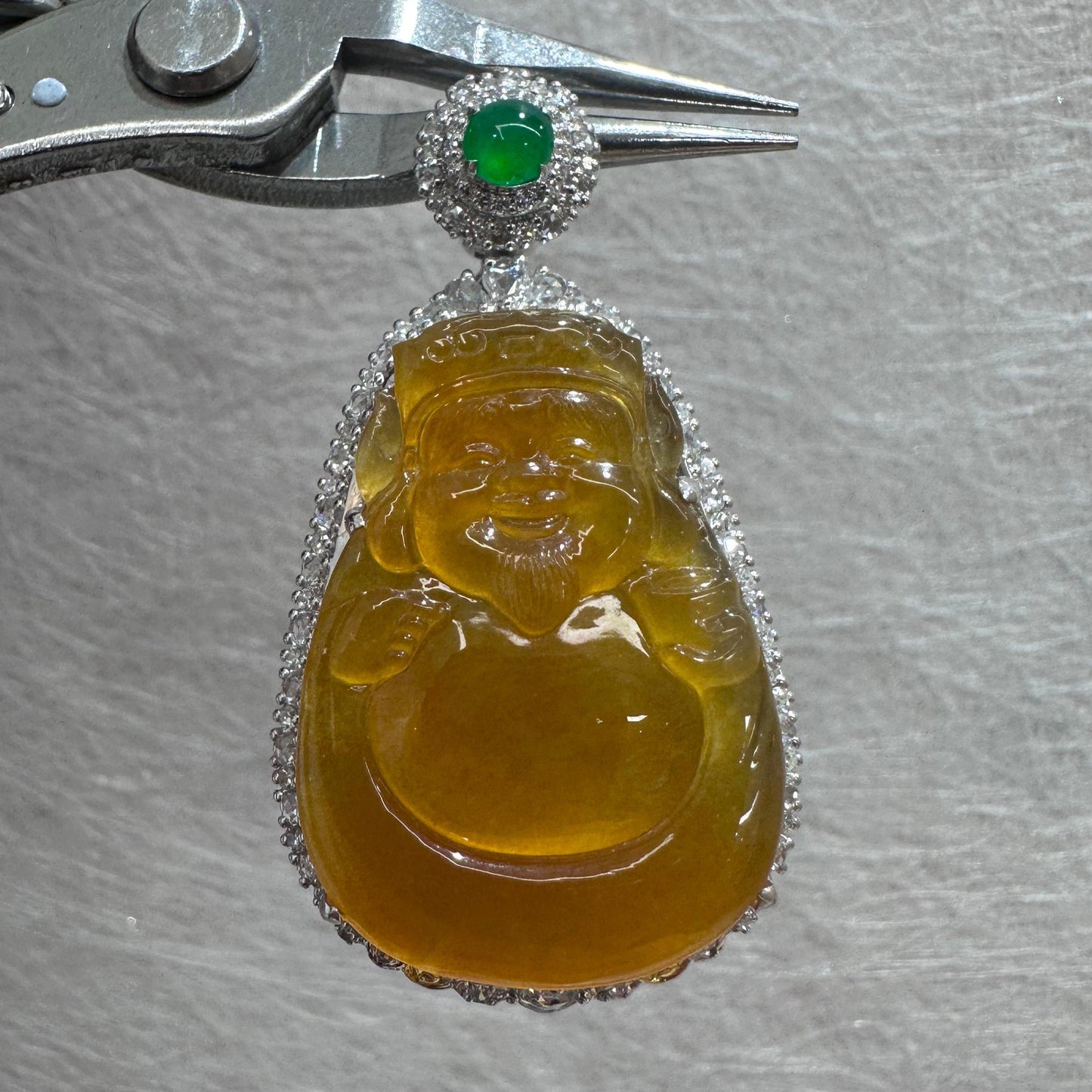 高冰黃翡財神爺吊墜