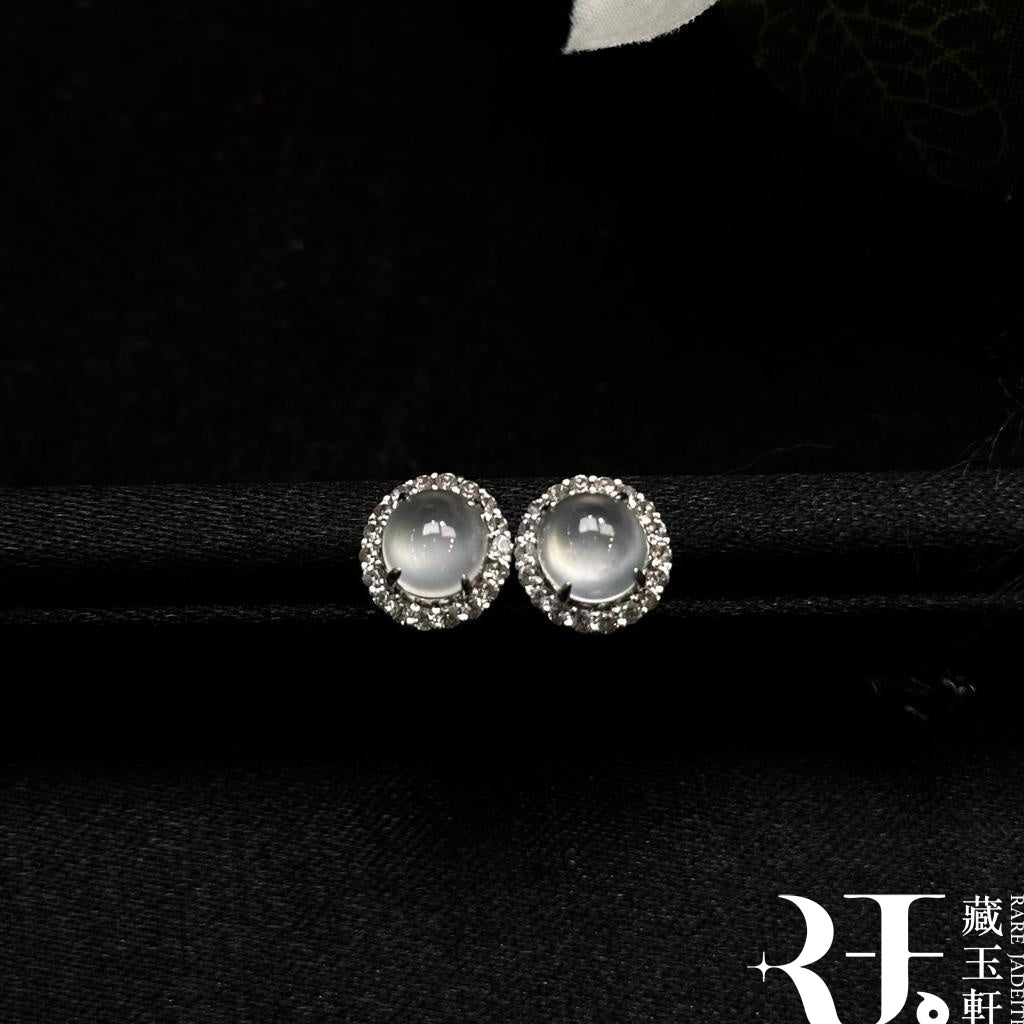 白冰蛋面耳釘