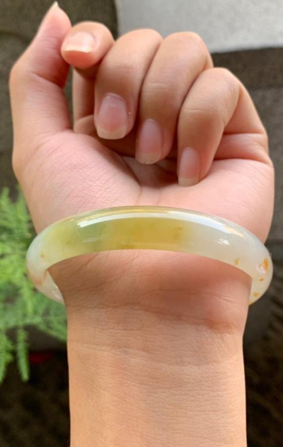 冰黃翡灑金平安鐲