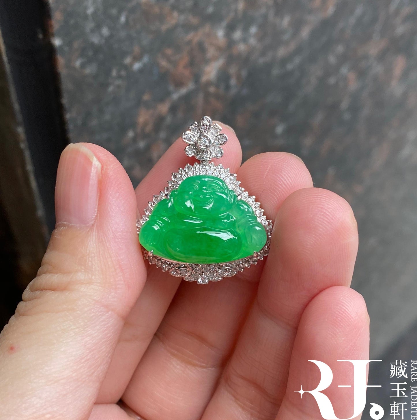 冰甜綠佛公吊墜