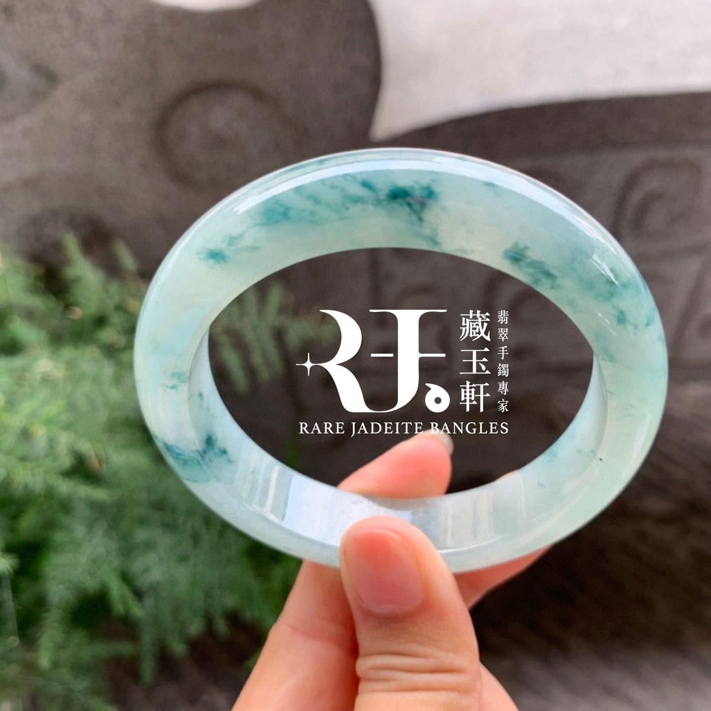 冰種飄藍花平安鐲