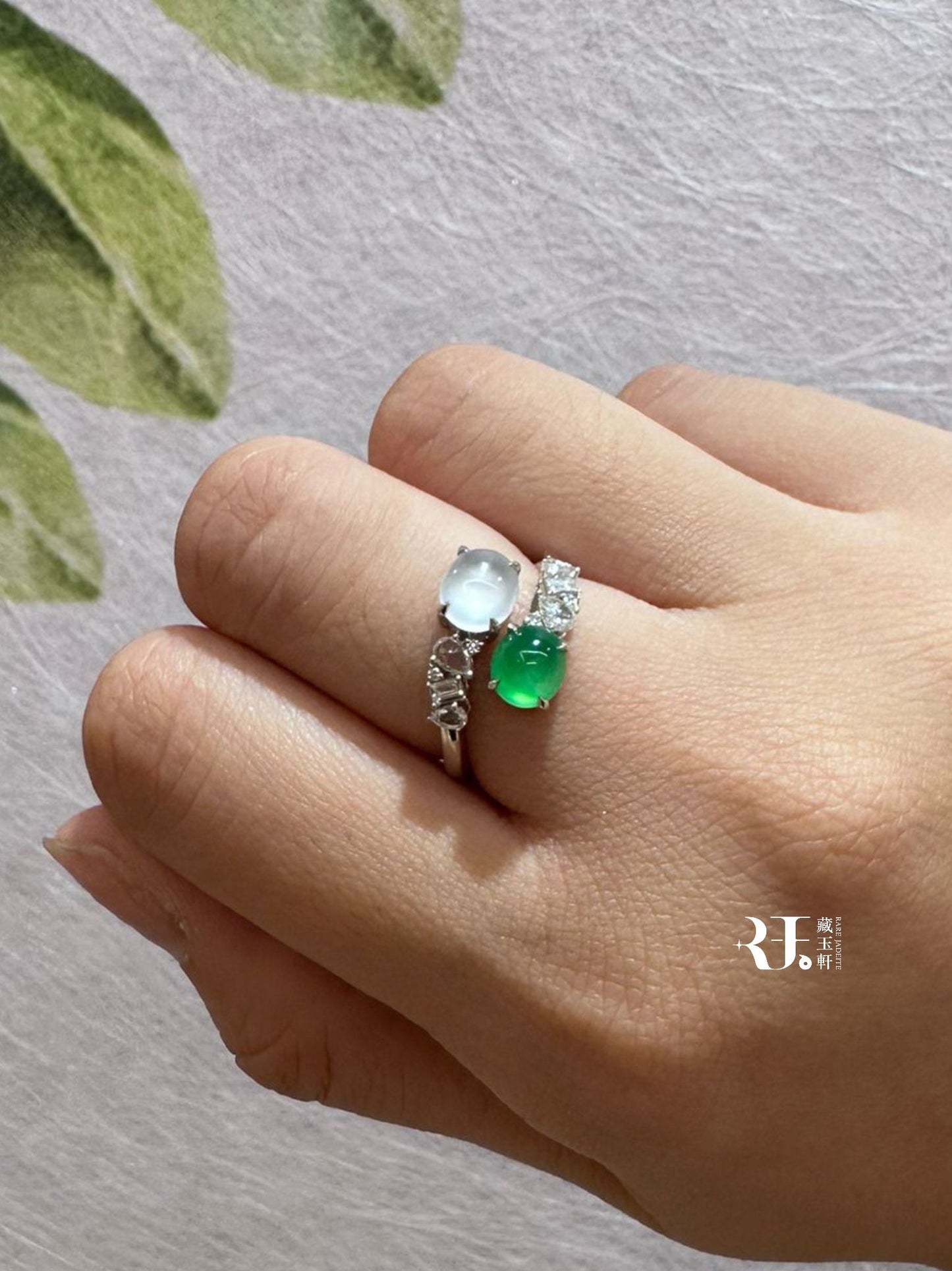 精緻雙彩蛋面戒