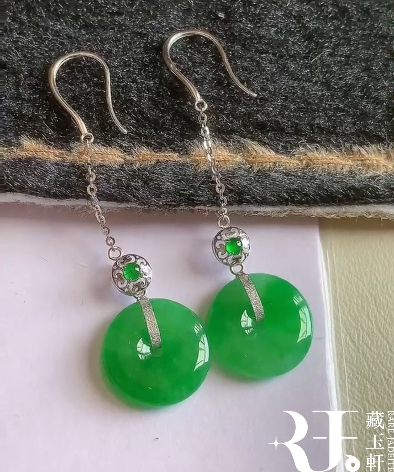 冰陽綠平安扣耳墜