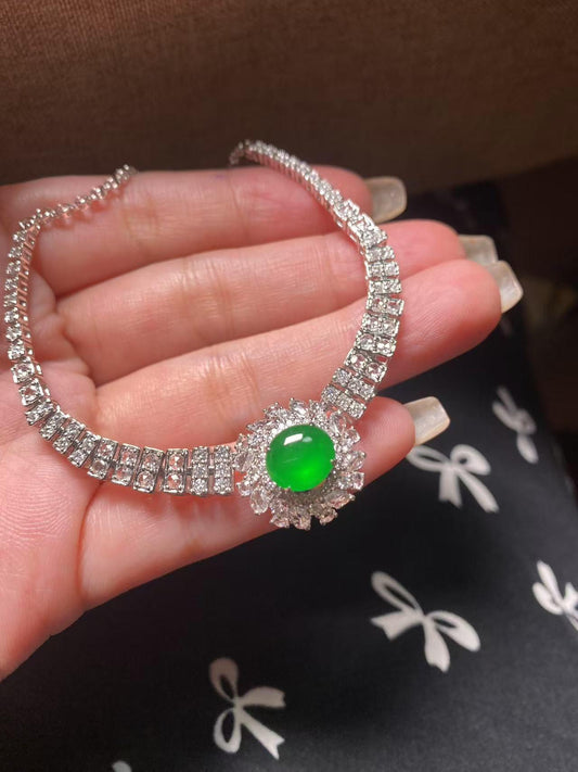 甜綠蛋面鎖骨鍊