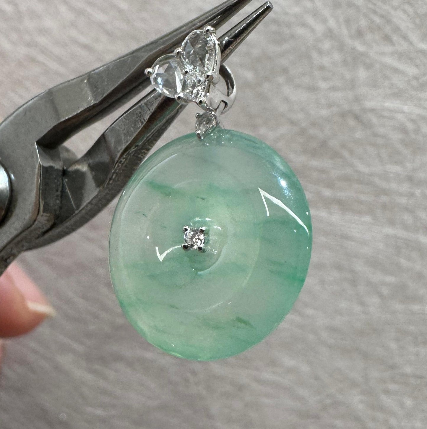 冰飄綠花平安扣