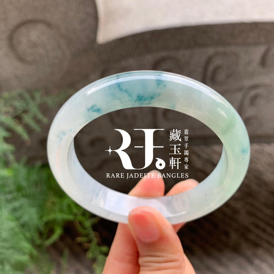 冰底飄藍花平安鐲